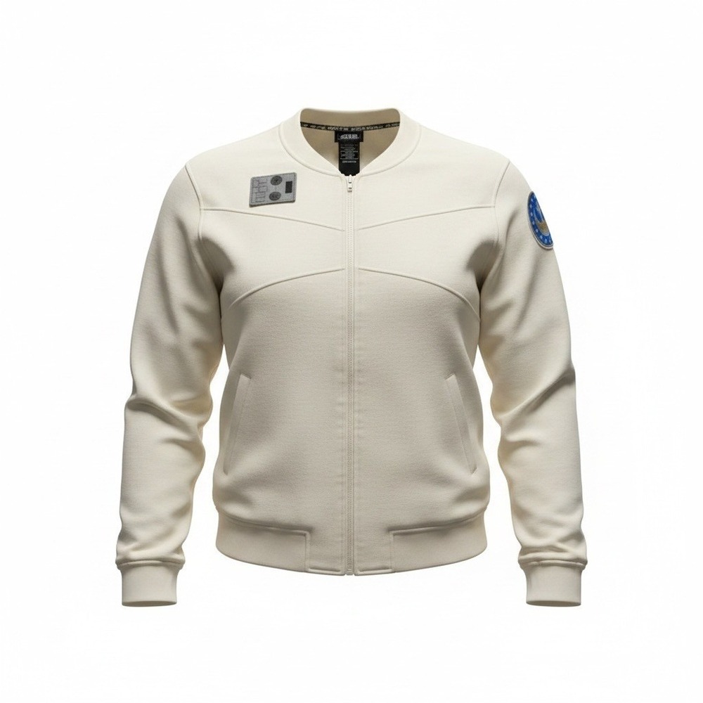 Star Wars Jacket Galaxy's Edge M Cream Zip Bomber Fleece Fandom Nerd Core